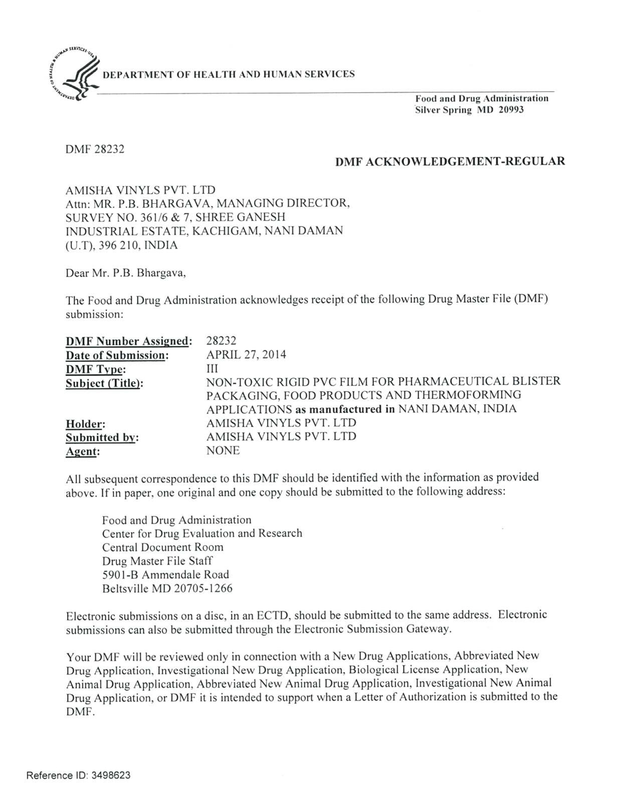 DMF Certificate